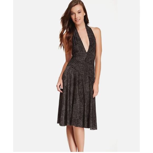Norma Kamali Dresses & Skirts - Norma Kamali Halter Dress Womens Size M Graphic Print Gray Stretch